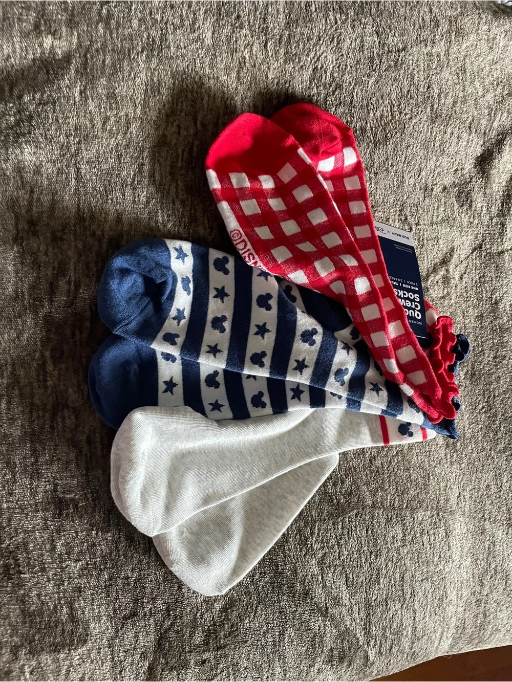 3-Pack Old Navy-Disney Socks – Red, Navy & White NWT
